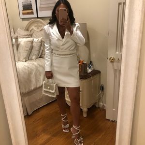 White Zara blazer dress with added belt